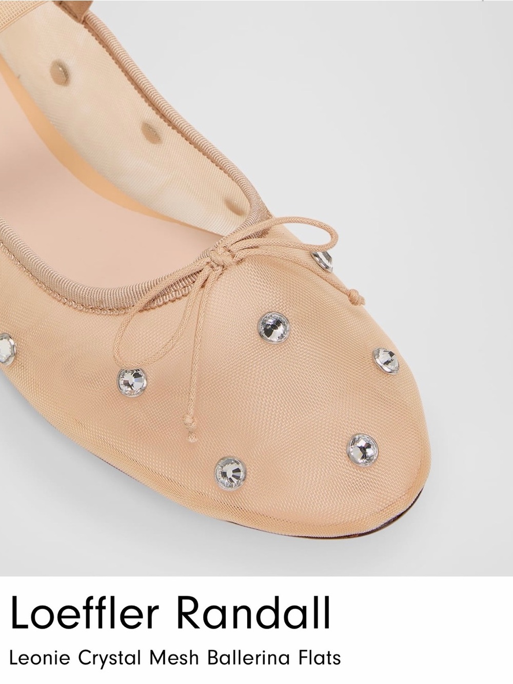Loeffler Randall Nude Crystal Mesh Ballerina Flat with Bow- Size 8 - Picture 1 of 3